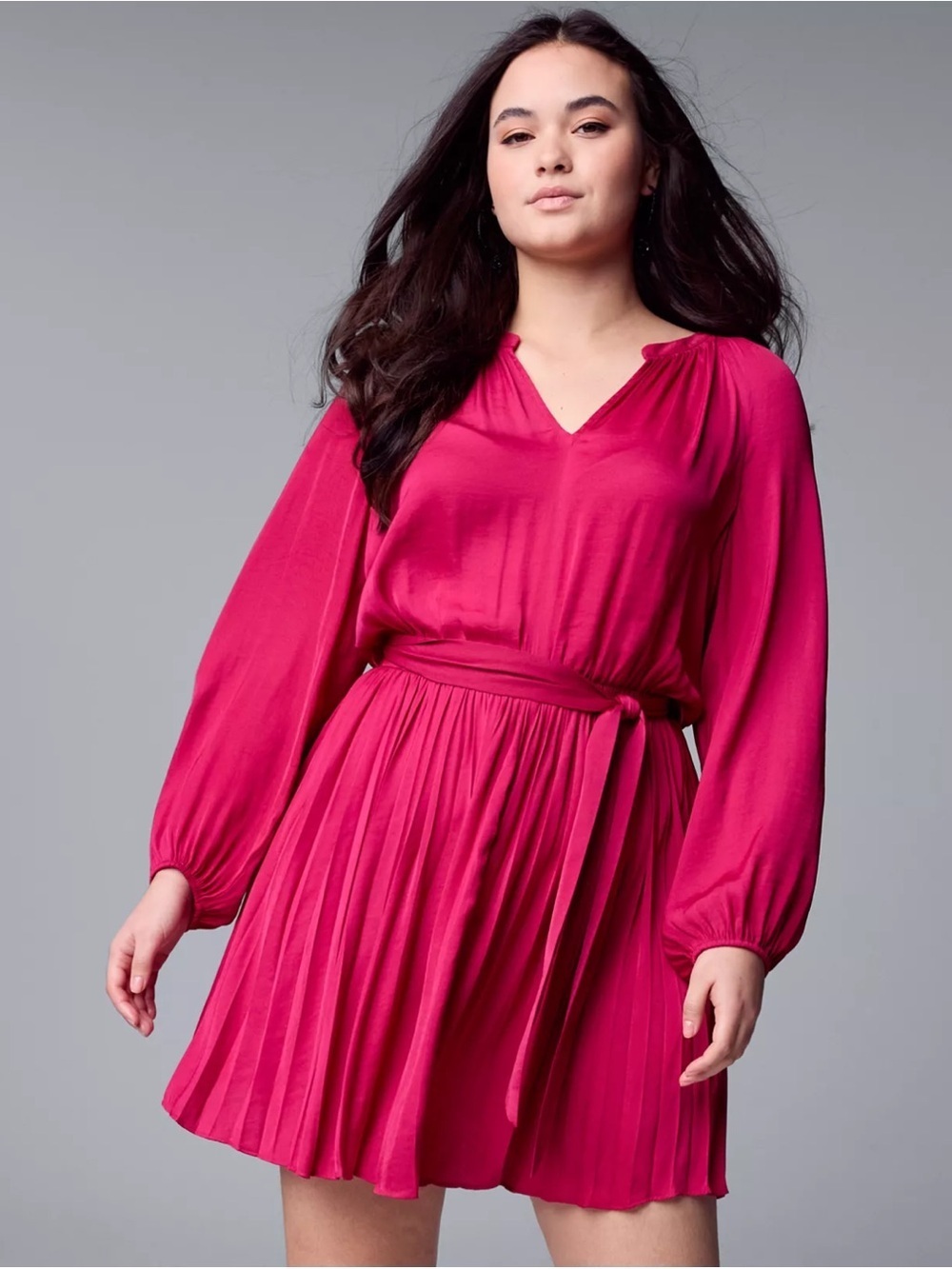Simply Vera Vera Wang Mini Lined Tiered Ruffle Dress Pink Magenta Sz XXL TC0404